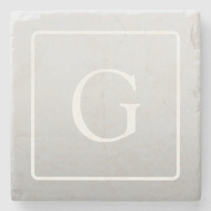 Posavasos De Piedra Monograma sutil gradiente gris claro