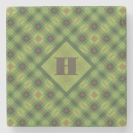 Posavasos De Piedra Monograma verde de adormidera para navidades