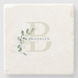 Posavasos De Piedra Monograma Verdor Botánico Escaparate de Piedra