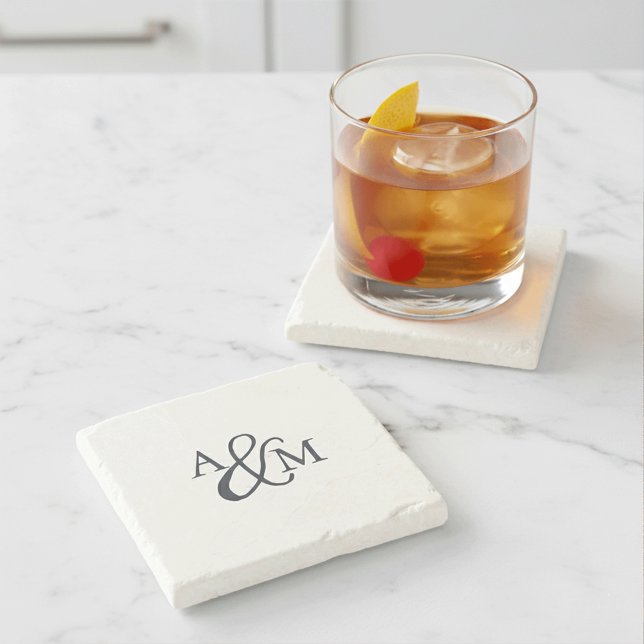 Posavasos De Piedra Monograma y Ampersand Azul de la Marina (Subido por el creador)
