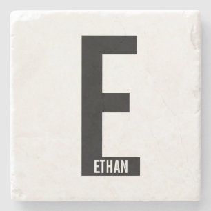Posavasos De Piedra Monograma y nombre negrita personalizado moderno