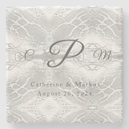 Posavasos De Piedra Monogramado de Faux-Satin