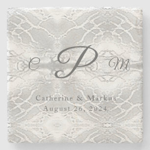 Posavasos De Piedra Monogramado de Faux-Satin