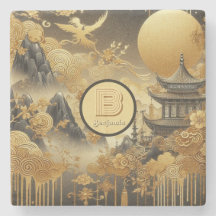 Monogramado de goteo dorado en pintura china