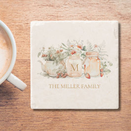 Posavasos De Piedra Monogrammed Forest Floral Botanical Family Name