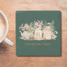 Posavasos De Piedra Monogrammed Forest Floral Botanical Family Name