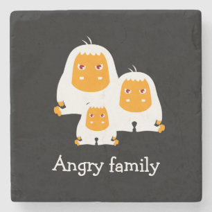 Posavasos De Piedra Monos de familia enfadada diseño