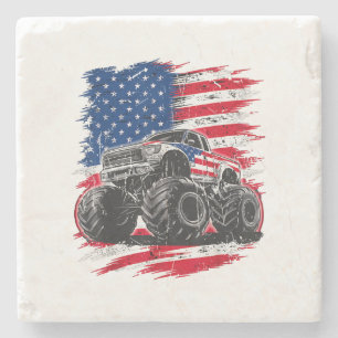 Posavasos De Piedra Monster Truck Bandera de Estados Unidos