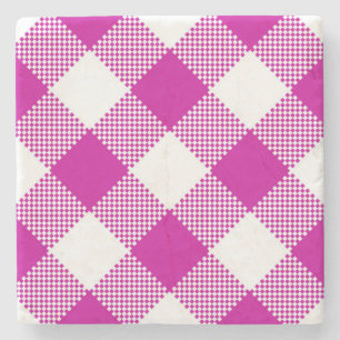 Posavasos De Piedra Monstruo Cuadrado Chic De Gingham Pink Caliente