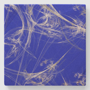 Posavasos De Piedra Monstruo cuadrado fractal azul y blanco