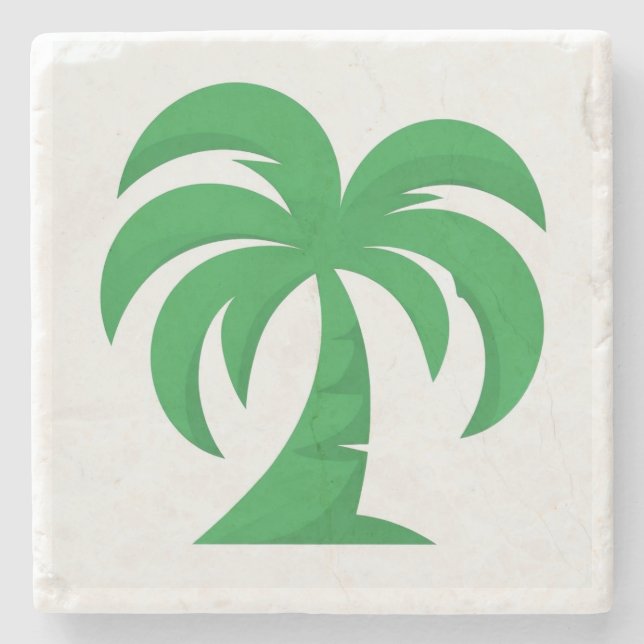 Posavasos De Piedra Monstruo de árbol geométrico verde (Anverso)