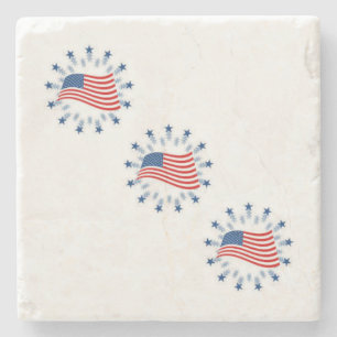 Posavasos De Piedra Monstruo de bandera redonda patriótico