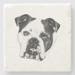 Posavasos De Piedra Monstruo de Bulldog seguro para anillos