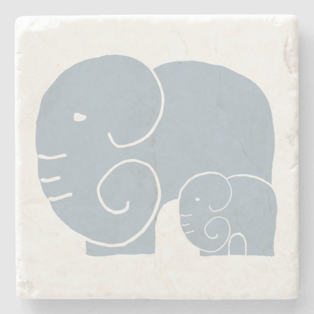 Posavasos De Piedra Monstruo de elefante madre y bebé (Anverso)
