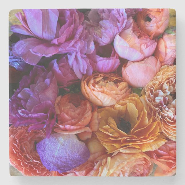 Posavasos De Piedra Monstruo de flores románticas (Anverso)