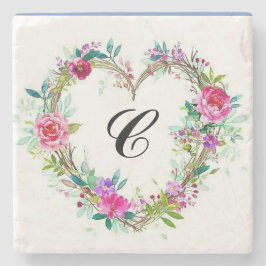 Posavasos De Piedra Monstruo de guirnalda floral de mármol con