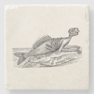 Posavasos De Piedra Monstruo de la criatura del mar de la sirena del