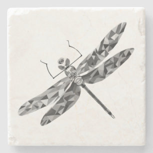 Posavasos De Piedra Monstruo de Mármol de Dragonfly blanco geométrico