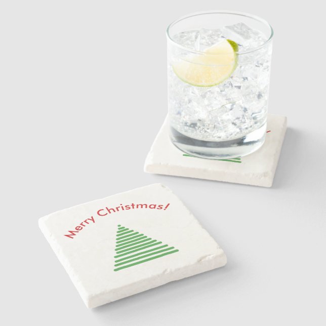 Posavasos De Piedra Monstruo de piedra - Árbol estilizado con texto cu (Lateral)