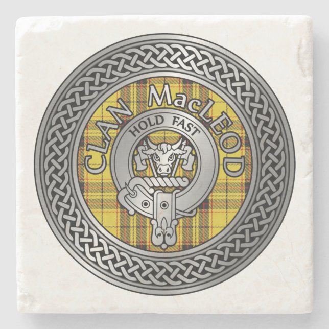 Posavasos De Piedra Monstruo de piedra clan MacLeod Escudo y Tartan Kn (Anverso)