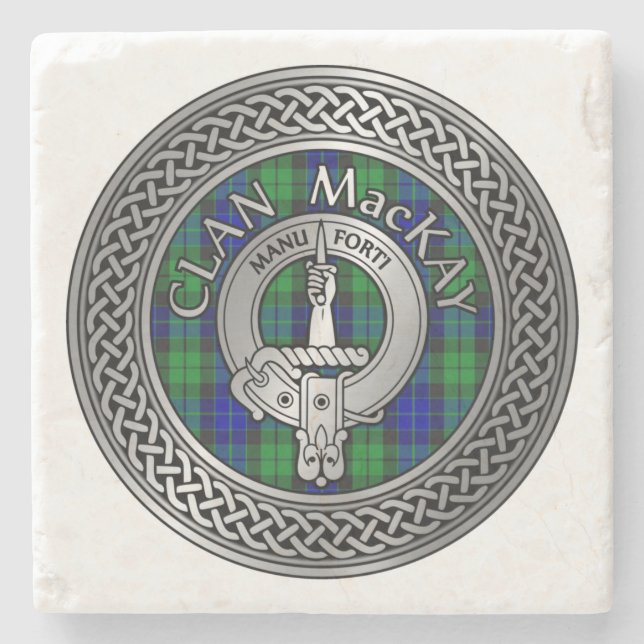 Posavasos De Piedra Monstruo de piedra de clan MacKay Escudo y Tartan  (Anverso)