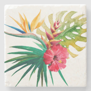 Posavasos De Piedra Monstruo de piedra de flores tropicales
