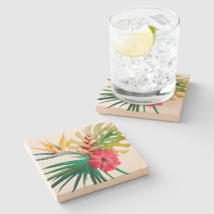 Posavasos De Piedra Monstruo de piedra de flores tropicales