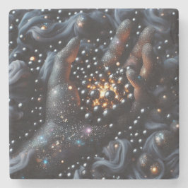 Posavasos De Piedra Monstruo de piedra de huertas cósmicas y brillante