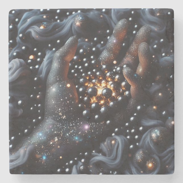 Posavasos De Piedra Monstruo de piedra de huertas cósmicas y brillante (Anverso)