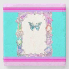 Posavasos De Piedra Monstruo de piedra de mariposa holográfica de boni