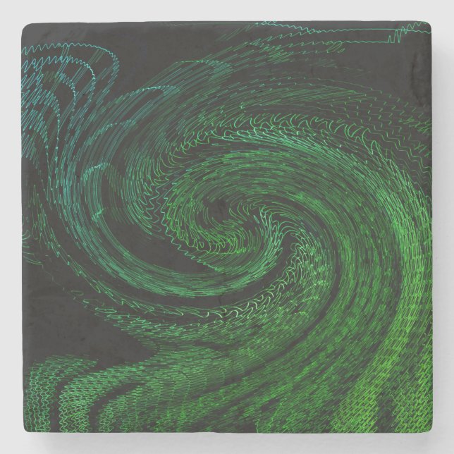 Posavasos De Piedra Monstruo De Piedra De Mármol De Swirl Verde (Anverso)