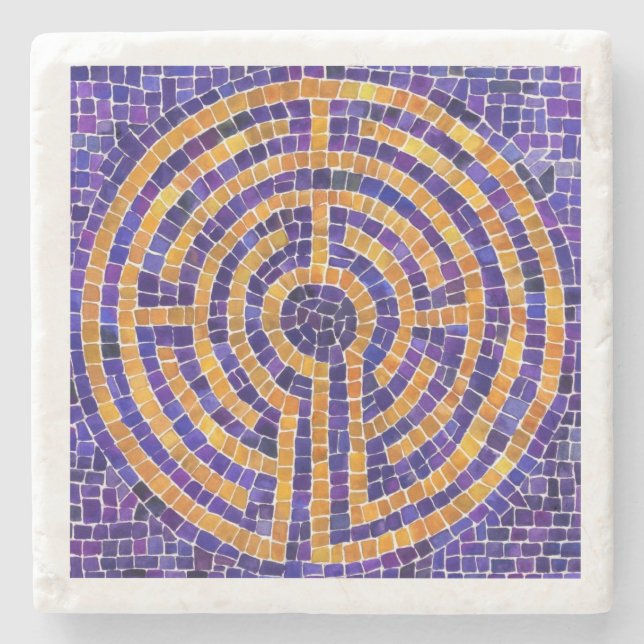 Posavasos De Piedra Monstruo de piedra de mármol MOSAICO LABYRINTH (Anverso)