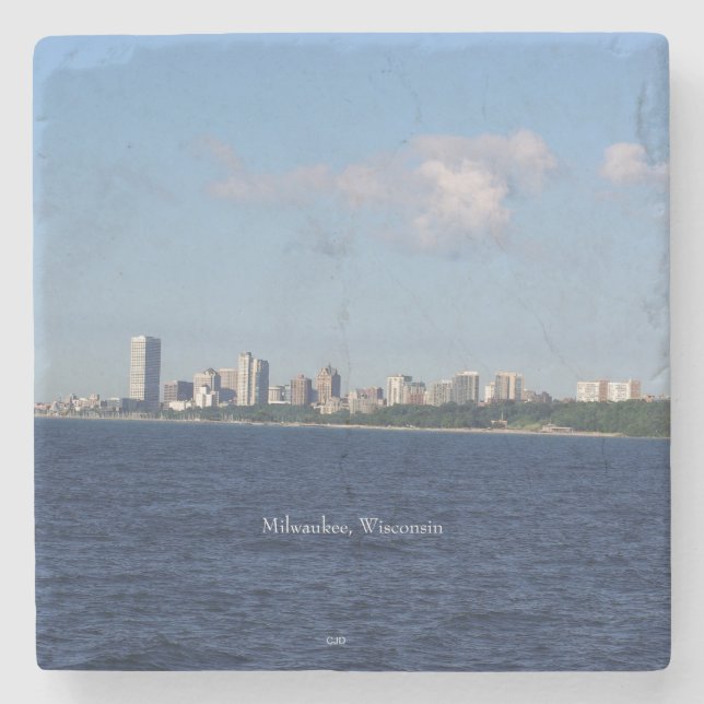 Posavasos De Piedra Monstruo de piedra de Milwaukee Skyline (Anverso)