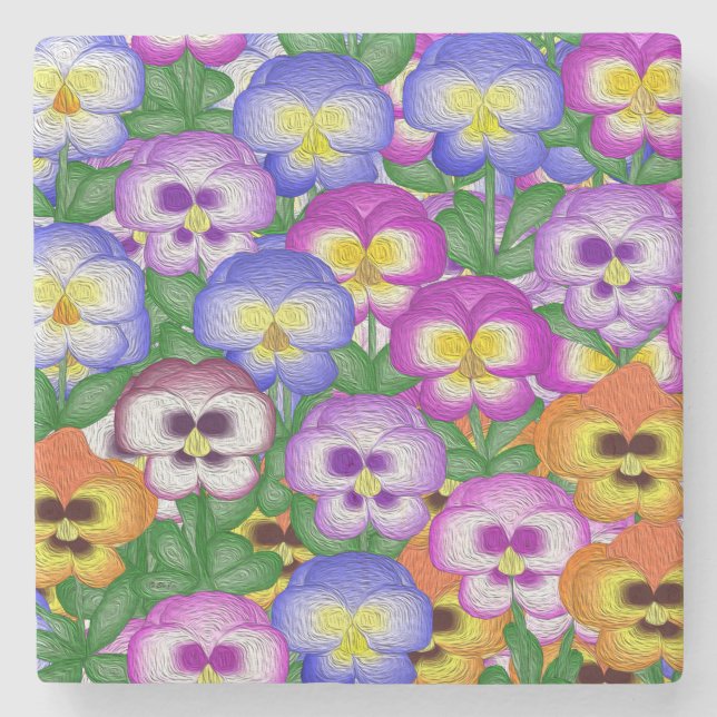 Posavasos De Piedra Monstruo de piedra de Pansies (Anverso)