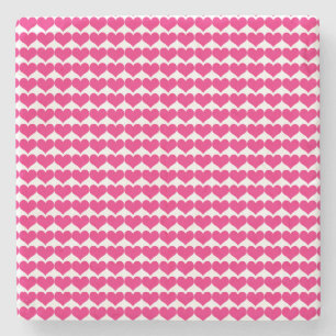 Posavasos De Piedra Monstruo de piedra de patrón de corazones rosados