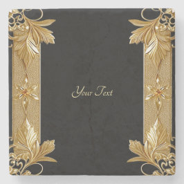 Posavasos De Piedra Monstruo de piedra floral de ornato negro dorado