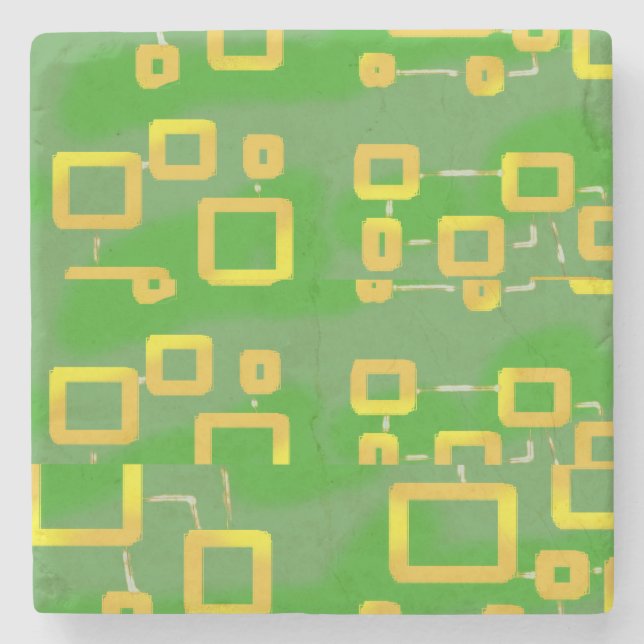 Posavasos De Piedra Monstruo de piedra geométrica verde (Anverso)