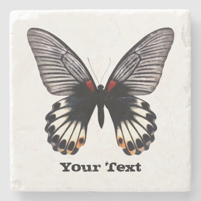 Posavasos De Piedra Monstruo de piedra Personalizado de mariposa negra (Anverso)