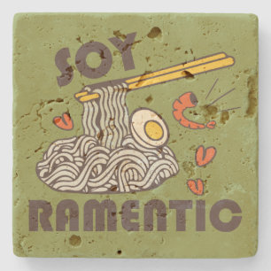 Posavasos De Piedra Monstruo de piedra ramenético de soja