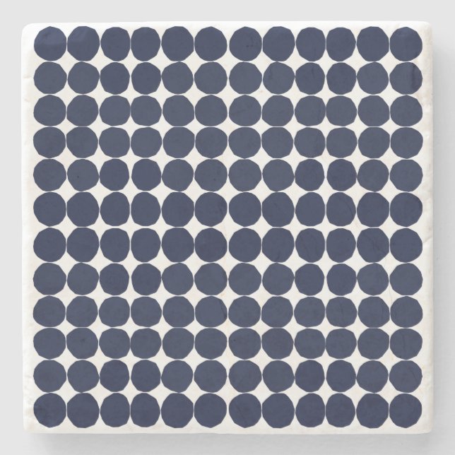 Posavasos De Piedra Monstruo de puntos de polka blanco y negro moderno (Anverso)
