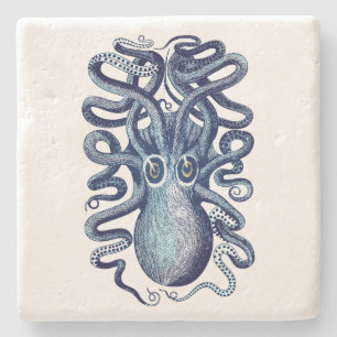 Posavasos De Piedra Monstruo marino del pulpo azul