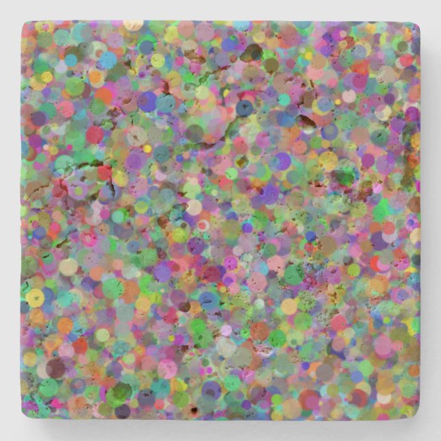 Posavasos De Piedra Monstruo Travertine De Punto Aleatorio (Anverso)