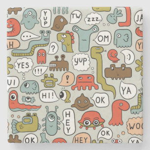 Posavasos De Piedra Monstruos de Personalizados amables: fondo sin inc