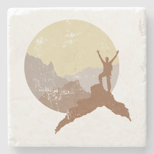 Posavasos De Piedra Montaña cariñosa de la vida que camina el práctico (Anverso)