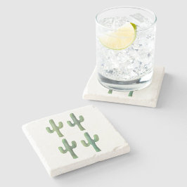 Posavasos De Piedra Montaña cutánea de mármol de cuatro cactus