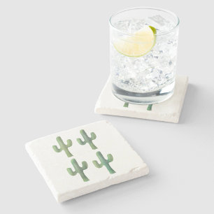 Posavasos De Piedra Montaña cutánea de mármol de cuatro cactus