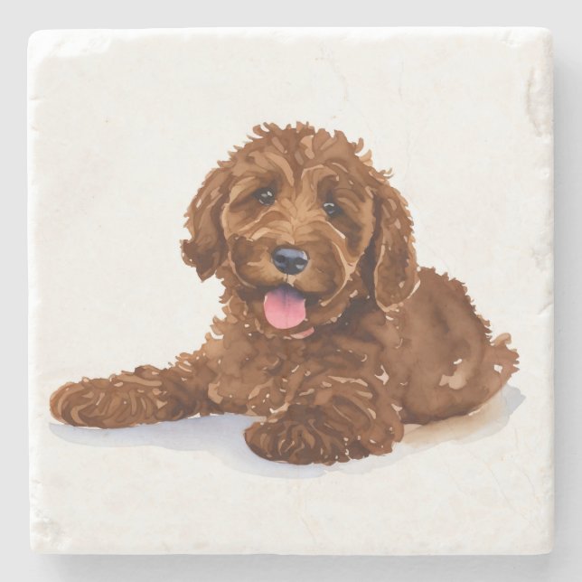 Posavasos De Piedra Montaña de bebida con chocolate Labradoodle (Anverso)