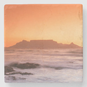 Posavasos De Piedra Montaña de la Mesa al Atardecer, Bloubergstrand
