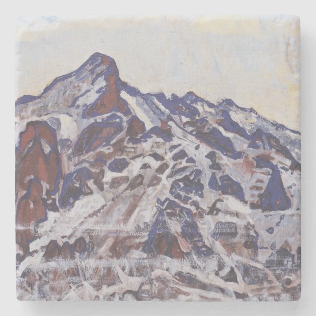 Posavasos De Piedra Montaña de los humedales (Paisaje de invierno neva (Anverso)