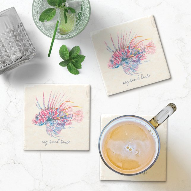 Posavasos De Piedra Montaña de piedra de lionfish de pescado tropical (Subido por el creador)